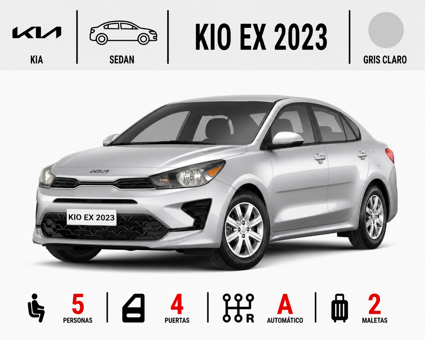 KIA RIO EX 2023 GRIS CLARO