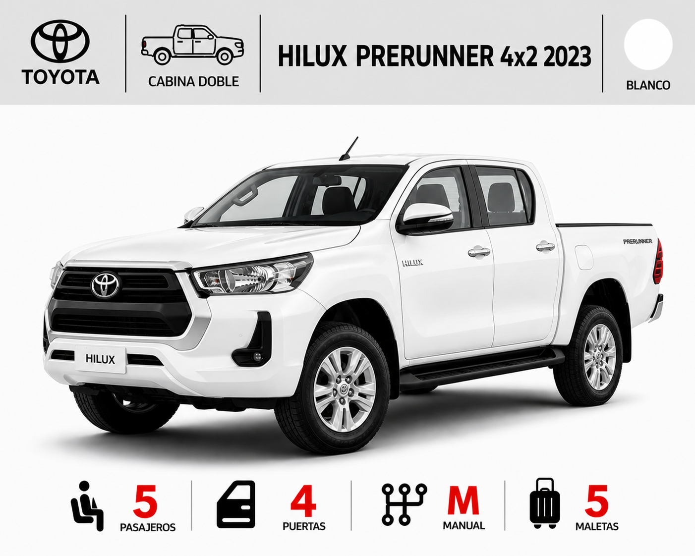 TOYOTA HILUX PRERUNNER 4X2 2023 BLANCO